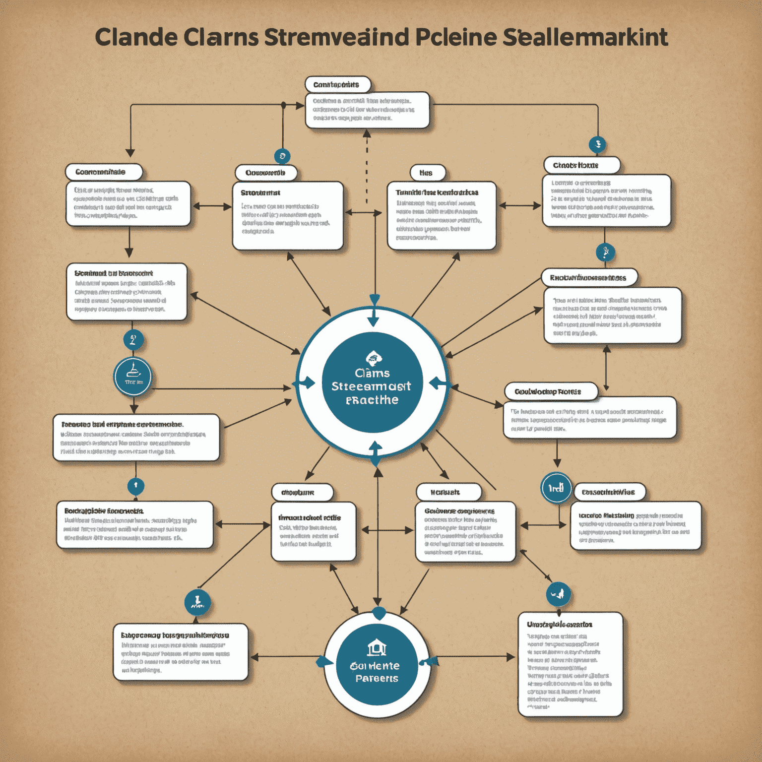 Een stroomdiagram dat het gestroomlijnde claimproces visualiseert, met pictogrammen voor elke stap